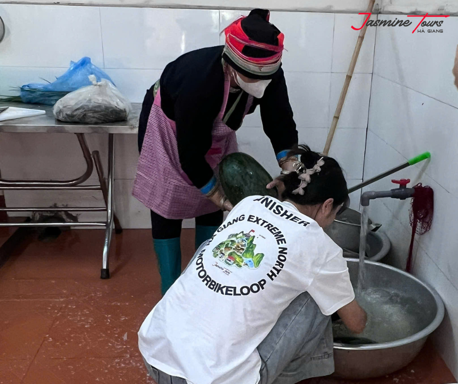 jasmine tours opens a new canteen and cooking lunch for ha giang children