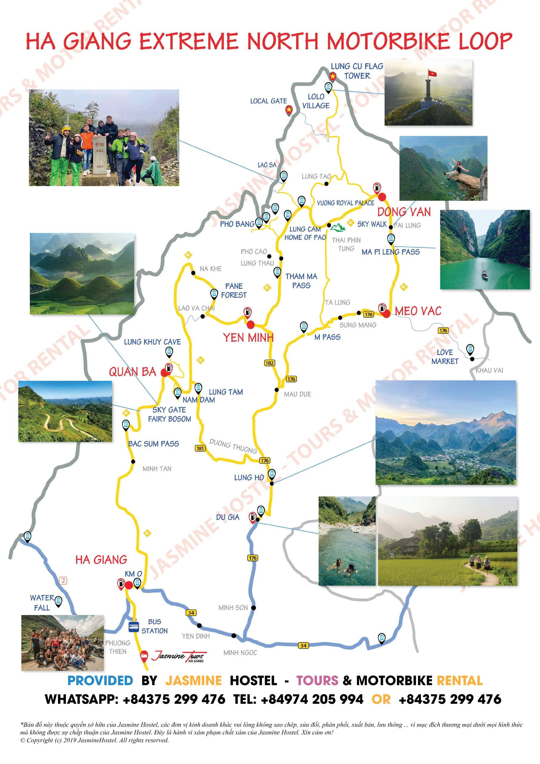 map of ha giang loop with jasmine tours 